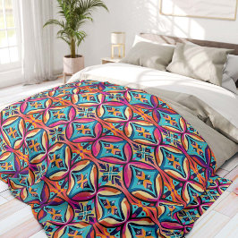 Colorful Geometric Kaleidoscope Bohemian フリースブランケット