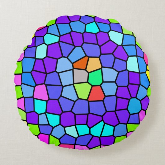 Colorful Geometric Mosaic ラウンドクッション (正面)