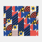 Colorful Geometric Pattern フリースブランケット (正面(横))