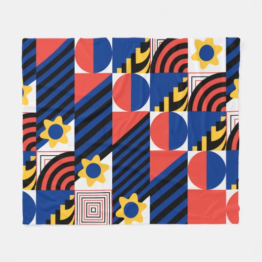 Colorful Geometric Pattern  フリースブランケット (正面(横))