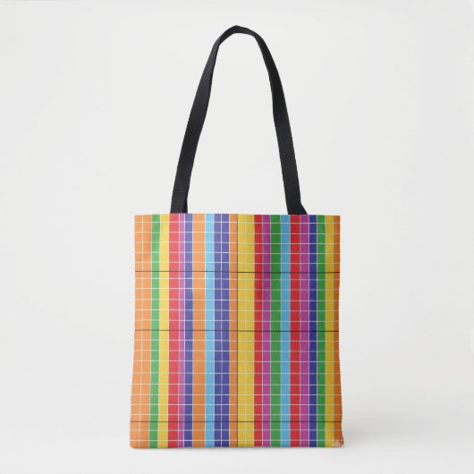 Colorful Geometric Pattern Tote Bag – Modern Rainb トートバッグ (正面)