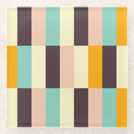 Colorful geometric pattern with vertical stripes  ガラスコースター (正面)