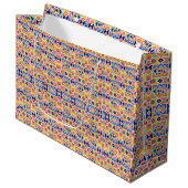 Colorful geometric-patterned gift bag with white  ラージペーパーバッグ (正面アングル)