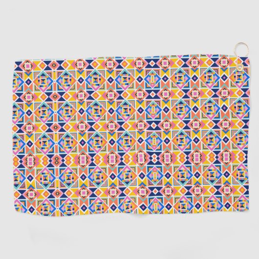 Colorful geometric patterned towels  ゴルフタオル (横)