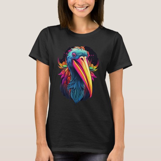 Colorful Geometric Pelican Bird  Pop Animal Tシャツ (正面)