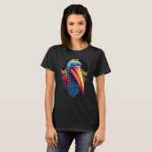 Colorful Geometric Pelican Bird  Pop Animal Tシャツ (正面フル)
