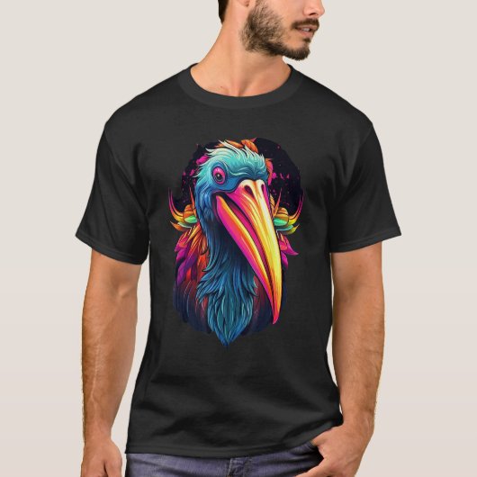 Colorful Geometric Pelican Bird  Pop Animal Tシャツ (正面)