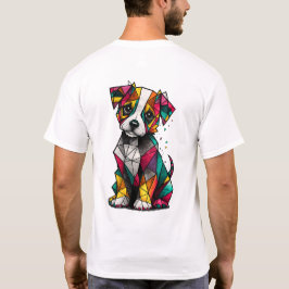 Colorful Geometric Puppy T-Shirt – Modern Dog Art  Tシャツ