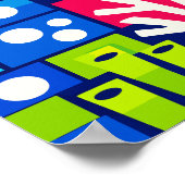 Colorful Geometric Sea Turtle Mosaic ポスター (角)