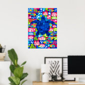 Colorful Geometric Sea Turtle Mosaic ポスター (ホームオフィス)