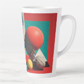 Colorful Geometric Shapes on Red Background カフェラテマグ (右)