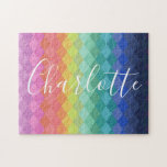 Colorful Geometric Shapes Rainbow Personalized  ジグソーパズル<br><div class="desc">Colorful Geometric Shapes Rainbow Personalized Puzzle</div>