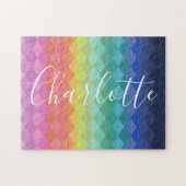 Colorful Geometric Shapes Rainbow Personalized  ジグソーパズル (横)