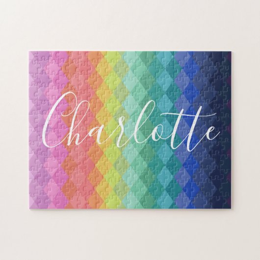 Colorful Geometric Shapes Rainbow Personalized ジグソーパズル (横)