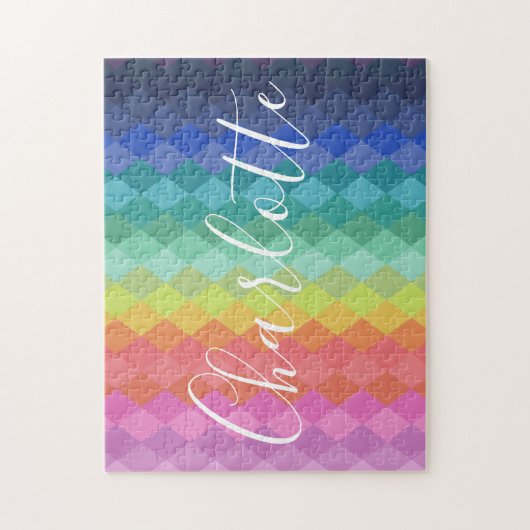 Colorful Geometric Shapes Rainbow Personalized  ジグソーパズル (縦)