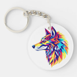 Colorful Geometric Wolf Acrylic Keychain キーホルダー