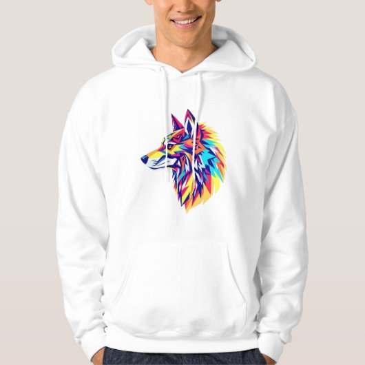 Colorful Geometric Wolf T-Shirt パーカ (正面)
