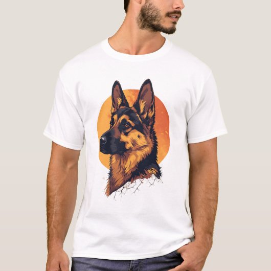 Colorful German Shepherd Dog Lover  Tシャツ (正面)