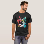 Colorful German Shepherd Dog Pop Dad Dog Tシャツ (正面フル)