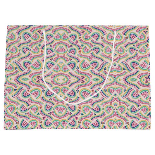 Colorful gift bag with a psychedelic pattern  ラージペーパーバッグ (正面)