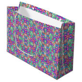Colorful gift bag with intricate, vibrant floral  ラージペーパーバッグ (正面アングル)
