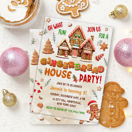 Colorful Gingerbread House Birthday Party  招待状