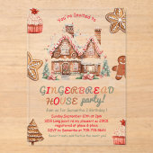 Colorful Gingerbread House Birthday Party Acrylic  アクリル招待状 (正面)