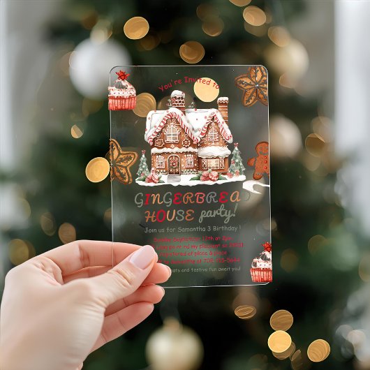 Colorful Gingerbread House Birthday Party Acrylic  アクリル招待状