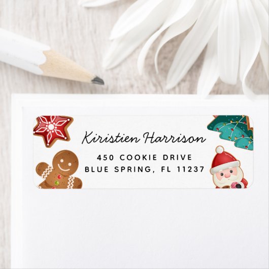 Colorful Gingerbread Santa Christmas Cookies ラベル (インサイチュ)