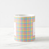 Colorful Gingham Check Custom Name Initial Mug コーヒーマグカップ (中央)