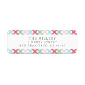 Colorful Gingham Christmas Address Labels ラベル (正面)