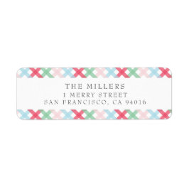 Colorful Gingham Christmas Address Labels ラベル