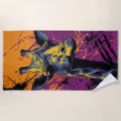 Colorful Giraffe Graffiti Pop Art Portrait ビーチタオル (正面)