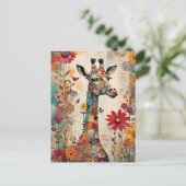 Colorful Giraffe Mixed Media ポストカード (スタンド正面)