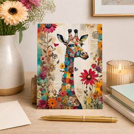 Colorful Giraffe Mixed Media ポストカード