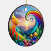 Colorful Glass Abstract Angelfish Aquatic Life セラミックオーナメント (左)