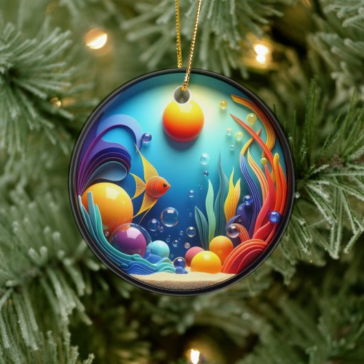 Colorful Glass Abstract Angelfish Aquatic Life セラミックオーナメント