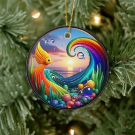Colorful Glass Abstract Angelfish Aquatic Life セラミックオーナメント