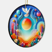 Colorful Glass Abstract Dove Rainbow Garden セラミックオーナメント (左)