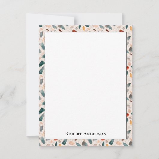 Colorful Glass Chips Terrazzo Pattern Frame ノートカード (正面)