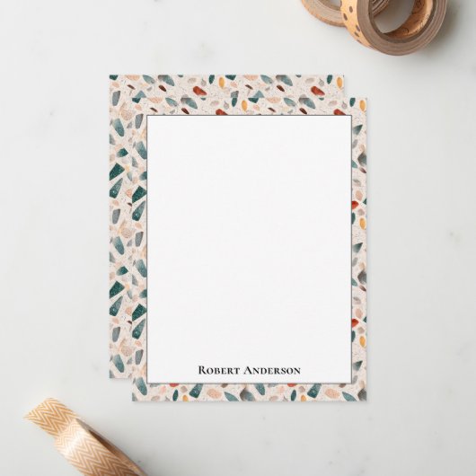 Colorful Glass Chips Terrazzo Pattern Frame ノートカード (正面/裏面インサイチュ)