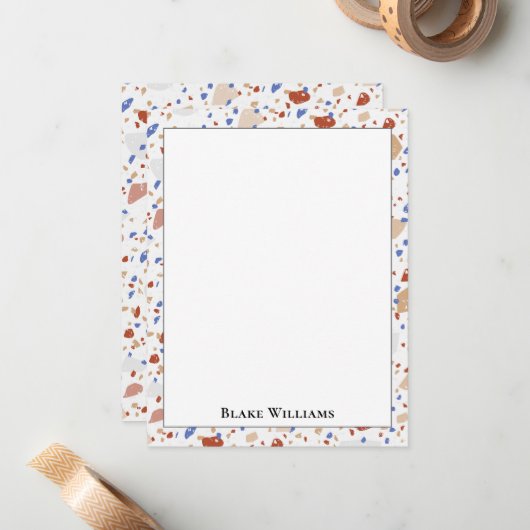 Colorful Glass Chips Terrazzo Pattern Frame ノートカード (正面/裏面インサイチュ)