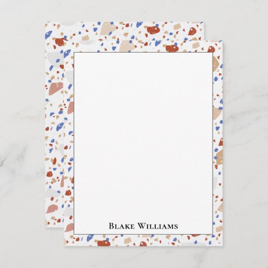 Colorful Glass Chips Terrazzo Pattern Frame ノートカード (正面/裏面)