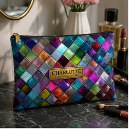 Colorful Glass Mosaic Tile Vibrant Geometric Multi アクセサリーポーチ