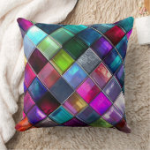 Colorful Glass Mosaic Tile Vibrant Geometric Multi クッション (ブランケット)