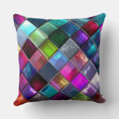 Colorful Glass Mosaic Tile Vibrant Geometric Multi クッション (裏面)