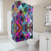 Colorful Glass Mosaic Tile Vibrant Geometric Multi シャワーカーテン (インサイチュ)