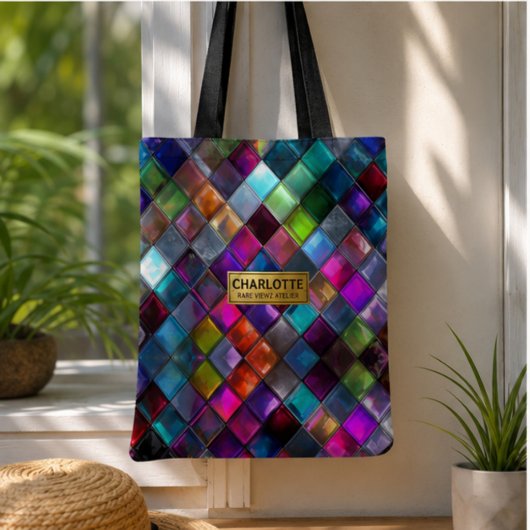 Colorful Glass Mosaic Tile Vibrant Geometric Multi トートバッグ