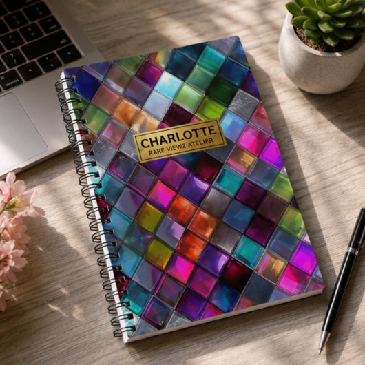 Colorful Glass Mosaic Tile Vibrant Geometric Multi ノートブック