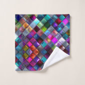 Colorful Glass Mosaic Tile Vibrant Geometric Multi バスタオルセット (ウォッシュタオル)